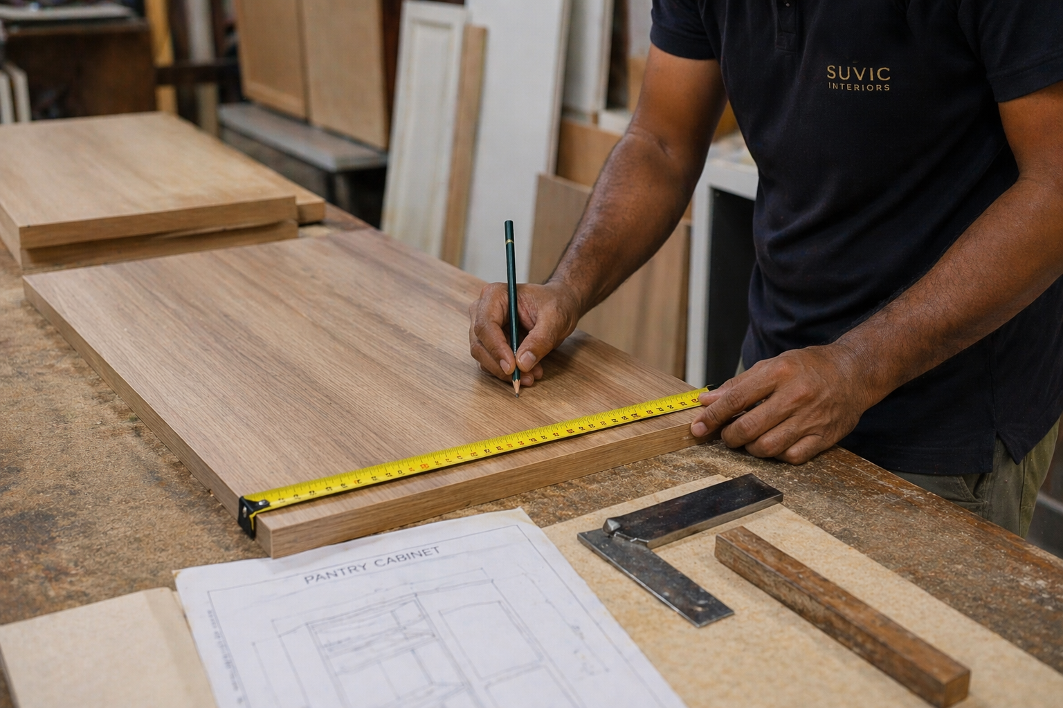 Sanding and finishing pantry elements